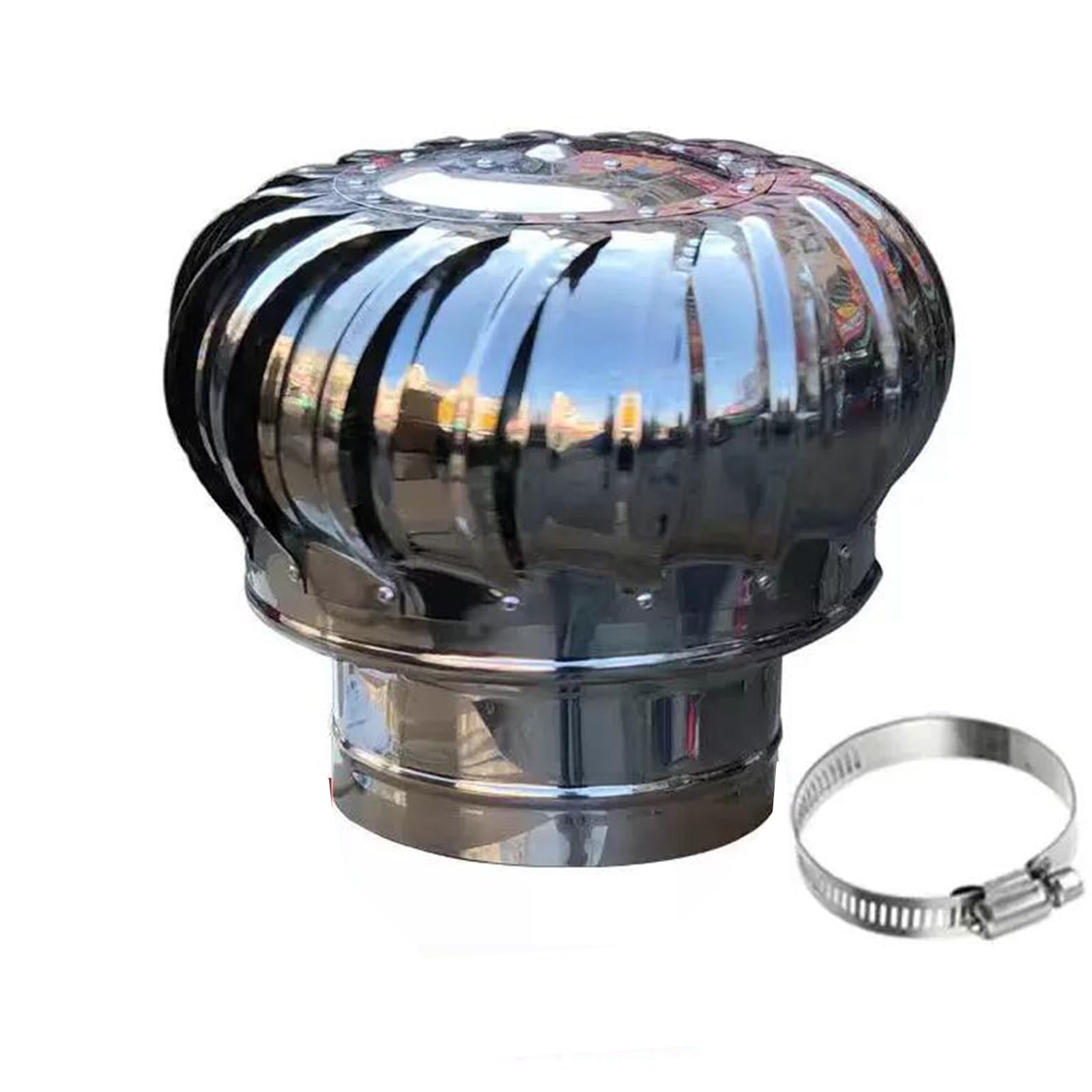 Windball aus Edelstahl 304 ohne Stromhaube, werkseitiger Rauchabzug, 200 mm (CH : 110mm)