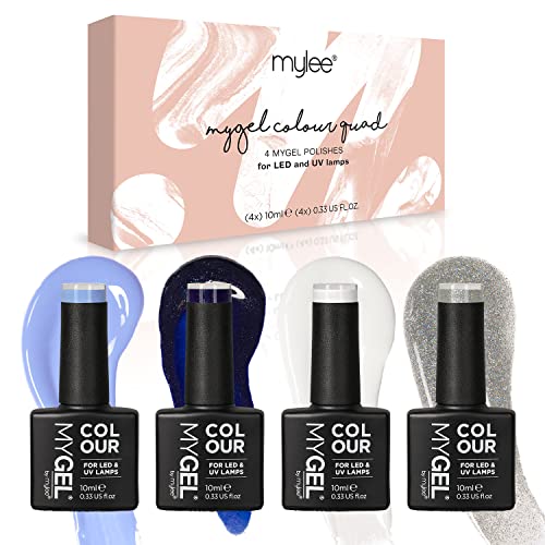 MyGel von MYLEE Snow Queen Gel-Nagellack Set 4x10ml UV/LED Nail Art Maniküre Pediküre für den Professionellen Einsatz im Wohnzimmer und zu Hause - Langlebig und Einfach Anzuwenden