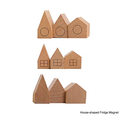 belaDESIGN Holz Magnet Häuschen, 9er Set, Buchenholz