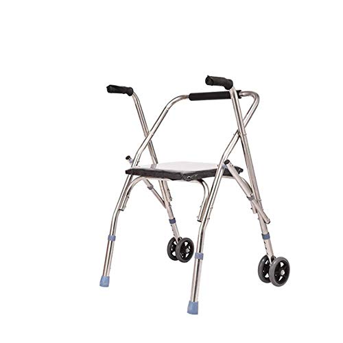 Vierrädriger Rollator mit Sitz, Rehabilitationshilfsgehhilfe, Aluminiumgehhilfe, höhenverstellbare Gehhilfe für den Einkauf älterer Menschen