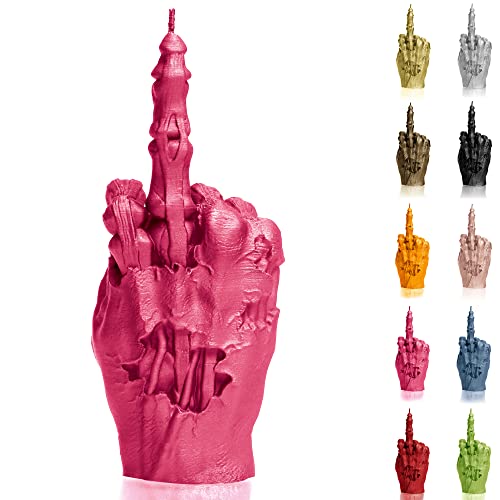 Candellana Kerze in Form eines Mittelfingers | FCK | Höhe: 22 cm | Zombie Hand | Dunkelrosa | Handgefertigt in der EU