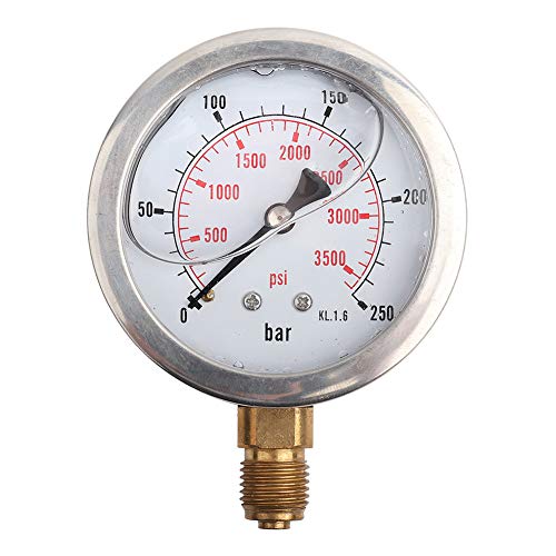SH-RuiDu Hydraulisches Manometer, 0–250 bar, 0–3750 PSI G1/4, 63 mm Zifferblatt, hydraulisches Wasserdruckmessgerät