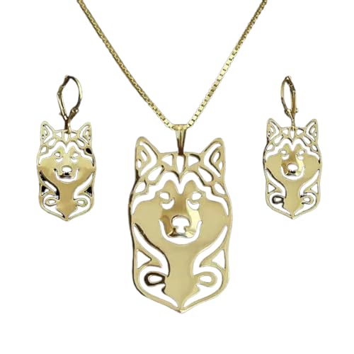 JLVVJL Halskette Alaskan Malamute-Schmuckset für Damen, Liebhaber-Schmuckset für Hunde Geburtstag Party Geschenk