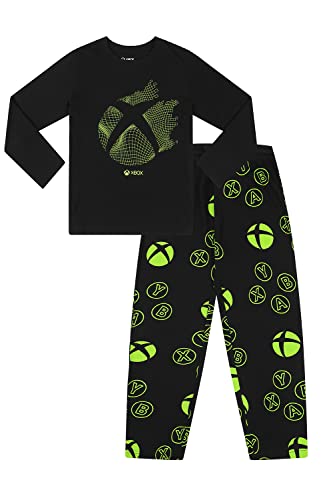 Xbox Offizielles Gaming-Pyjama-Set für Herren und Jungen, Schwarz, Schwarz , XL
