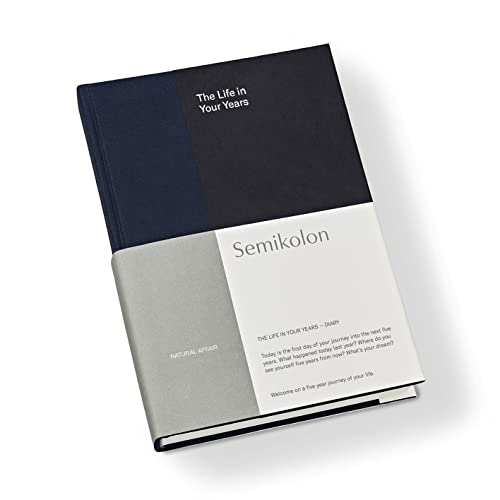 Semikolon 368695 – The Life in Your Years, 5-Jahres Tagebuch A5 Format, Diary mit Buchleineneinband, Englisch – Midnight