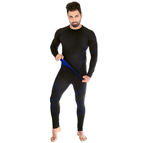 Sport Funktionsunterwäsche Set aus Seamless Mikrofaser - Skiunterwäsche - Thermounterwäsche - ohne Nähte Black/Blue XL/XXL