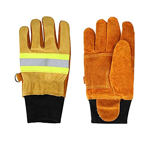 Feuerfeste Handschuhe, Paar Feuerwehrhandschuhe aus EN420-Rindsleder, Hochtemperaturbeständige Handschuhe