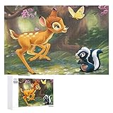 znwrr Bambi und Schmetterling Bildpuzzle 1000 Teile Runde Puzzles - Lernspiele Spielzeug Schönes Geschenk Zusammenbaupuzzles für Erwachsene 50x75cm