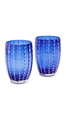 Zafferano Perle Glasbecher - Handgemachtes transparentes Buntglas, cl 32 h 109mm d 71mm - Set 6 Stück - Blau