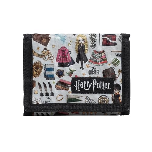 Harry Potter Printed Sketch Nylon Trifold Wallet White, Mehrfarbig, Einheitsgröße, Klassisch