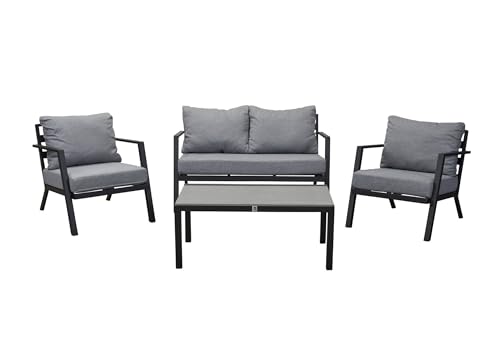 LC Garden »Sondrino« Living Lounge Set schwarz 4tlg. Sitzgruppe Loungemöbel Sitzgarnitur