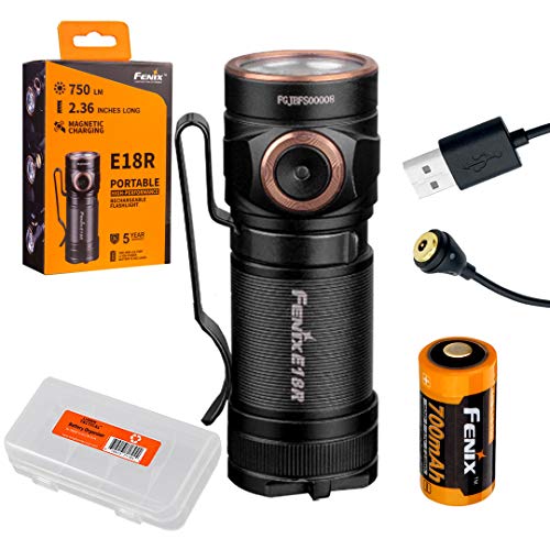 Fenix E18R Taschenlampe mit wiederaufladbarem Akku und LumenTac-Batterie-Organizer, 750 Lumen