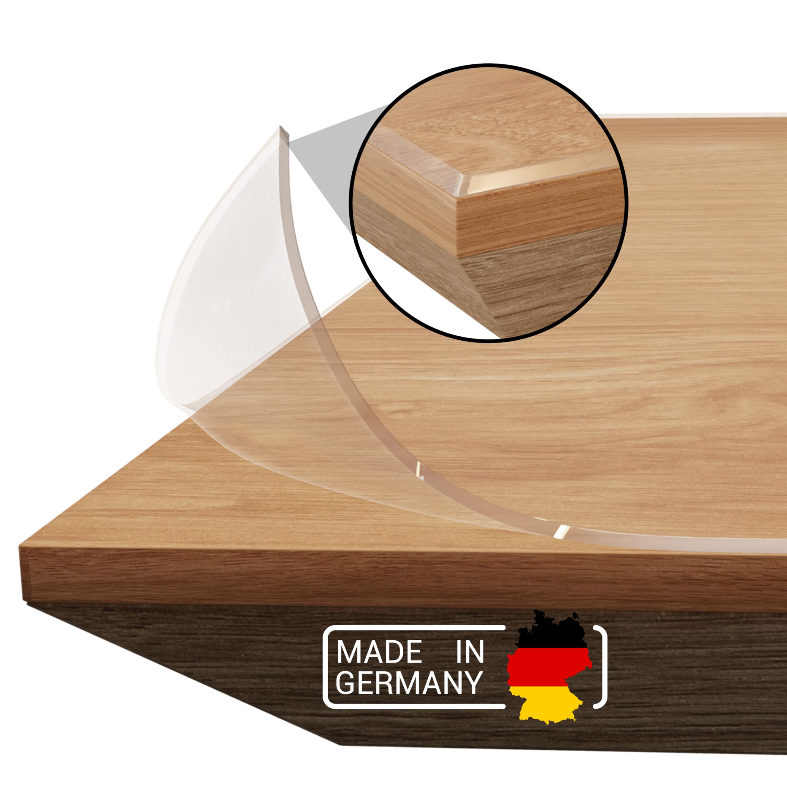 Domar - Tischfolie transparent 2mm nach maß - Made in Germany I Glasklare Tischdecke transparent mit abgeschrägter Kante I Zuverlässiger Tischschutz transparent für optimalen Schutz (90x215cm)