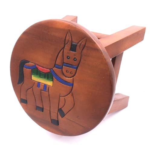 ROMBOL Handgefertigter Kinderhocker, Holz, Kinderhocker:Pferd