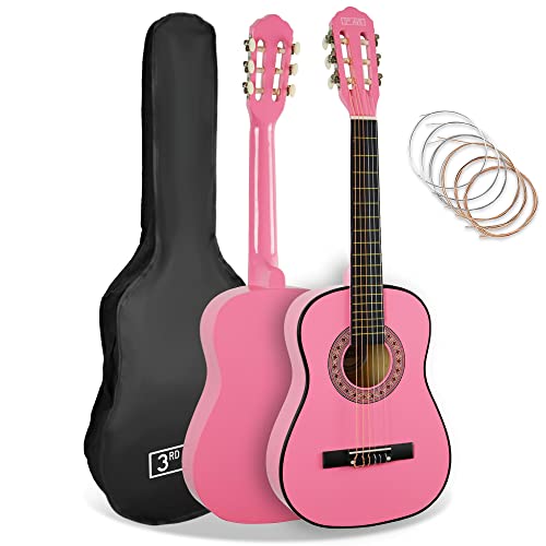 Zestaw gitary klasycznej Junior 3rd Avenue, rozmiar 1/2, w kolorze różowym z pokrowcem, stroikiem i zapasowymi strunami
