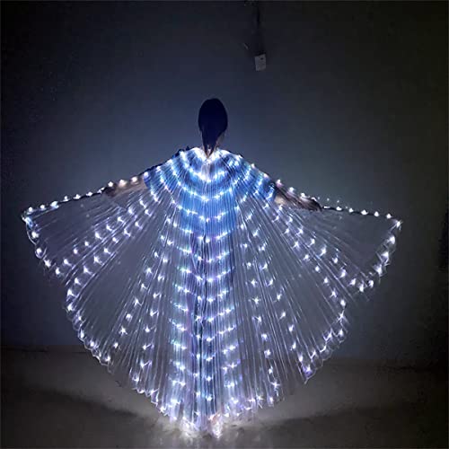 Warooma Bauchtanz Isis Flügel, LED Lichter Schmetterling Flügel mit Teleskopstab, Erwachsene Bauchtanz Kostüm Engelsflügel für Halloween Karneval Performance
