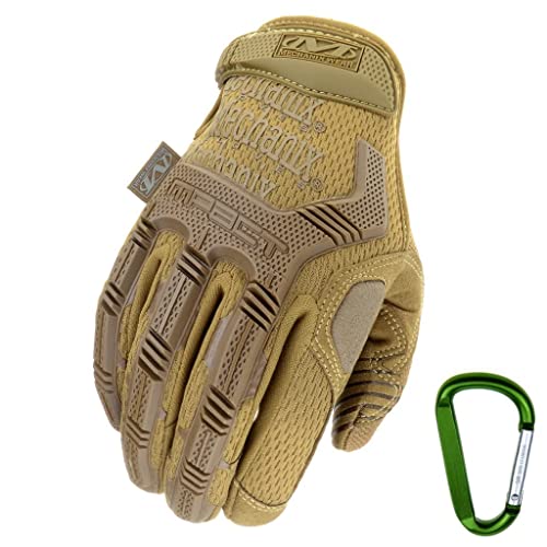 MECHANIX WEAR M-PACT Tactical Einsatz-Handschuh, optimaler Schutz, atmungsaktiv beste Passform + Gear Karabiner, Schwarz Covert, Coyote, Multicam, Wolf Grey, Größe: S,M,L,XL (XL, Coyote)