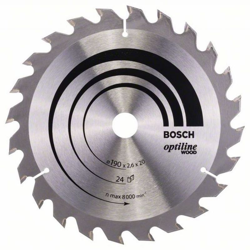 Bosch Kreissägeblatt Optiline Wood für Handkreissägen, 190 x 20/16 x 2,6 mm, 24 2608640612