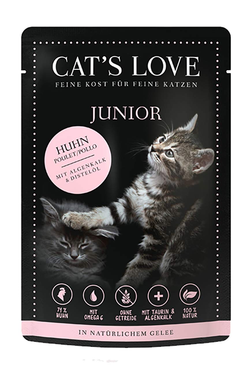 Cat´s Love Junior Katzenfutter Nassfutter Huhn Pur für (Huhn, 12 x 85g)