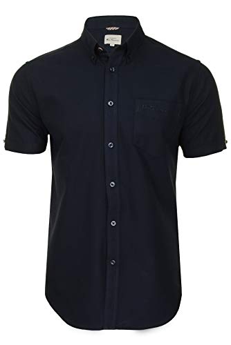 Ben Sherman Herrenhemd mit Button-Down-Kragen, Oxford-Gewebe, kurzärmlig (Dark Navy (Embroidered Pocket Logo)) XL