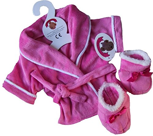 Build Your Bears Wardrobe Teddy Bear Clothes fits Build a Bear Teddies Robe with Slippers (candy pink)