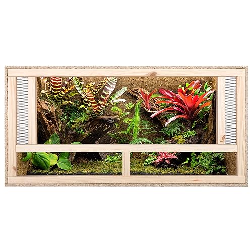 ECOZONE Holz Terrarium mit Frontbelüftung 100x50x50 cm - Holzterrarium aus OSB Platten - Terrarien für exotische Tiere wie Schlangen, Reptilien & Amphibien