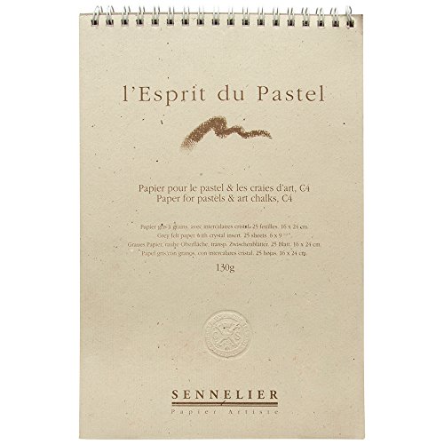Sennelier, die Soft Pastel Paper Pad 24x16cm - 25 Blätter - 130gsm grau geädert Filzpapier mit interleaved