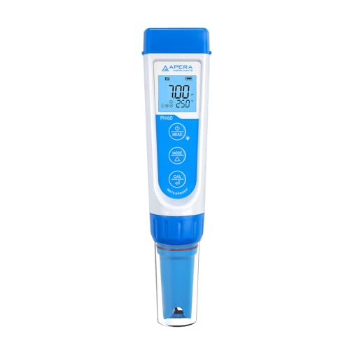 Apera Instruments PH60 Premium pH-Meter (Genauigkeit pH ±0,01, Messbereich pH -2,0-14,0, austauschbare Elektrode, wasserfest, Temperaturanzeige)