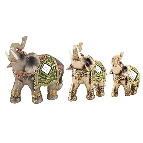 LSAR Elefantenstatue, Glückliche Elefantenfigur, Grüne Polyresin-Elefant-Statue, Reichtum Glückselefant-Figur, Elefanten-Harz-Statue, Perfekt für Home-Office-Dekor-Geschenk(L)