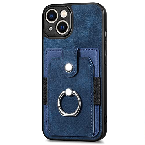KVIBEO Schutzhülle für iPhone 14/14 Pro/14 Pro Max/14 Plus, Brieftaschen-Schutzhülle mit Kartenfächern und 360°-Magnetring-Ständer für Auto, Anti-Fall-Schutzhülle, Blau, 14 Pro 15,5 cm (6,1 Zoll)