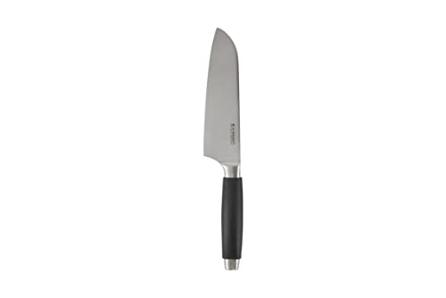 Le Creuset Santoku Messer, 18 cm 18/8 Edelstahlklinge mit glattem Schliff, Kunststoffgriff, Rostfrei, schwarz/silber