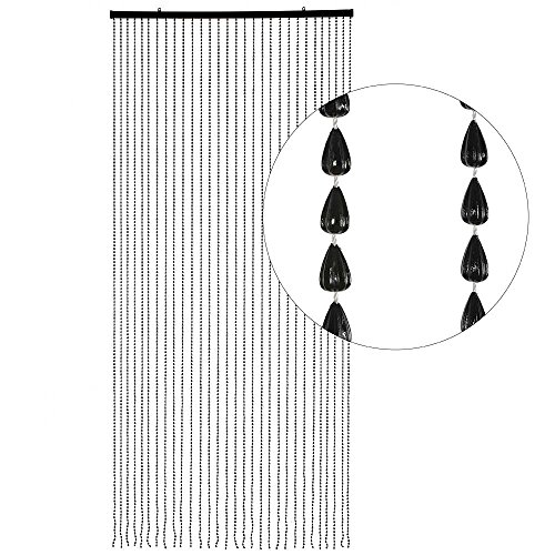 HAB & GUT -DV0264- Türvorhang Tropfen, SCHWARZ, 90 x 200 cm Perlenvorhang Pailettenvorhang