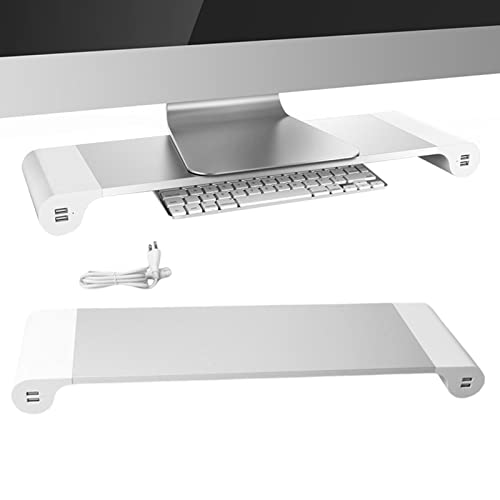 Monitor-Riser,Display-Riser aus Aluminiumlegierung mit USB-Datenanschluss | Monitor-Riser-kompatibler Computer, Desktop, Laptop, Tastatur-Aufbewahrungsregal,