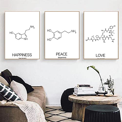Schullabor Wandkunst Leinwand Malerei Poster Druck Oxytocin Dopamin Molekülstruktur Bild Chemie Wissenschaft Klassenzimmer Dekor 20"X28"X3Pcs