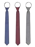 WANYING 3 × Herren Reißverschluss Krawatten 6cm Schmale Vorgebundene Krawatten Casual Business Länge 48cm - Dunkelblau & Bordeaux & Dunkelgrau