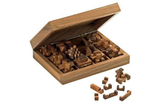 Philos 6149 - Puzzle Edition mit 12 unterschiedlich schwierigen Knobelspielen im Holzkoffer