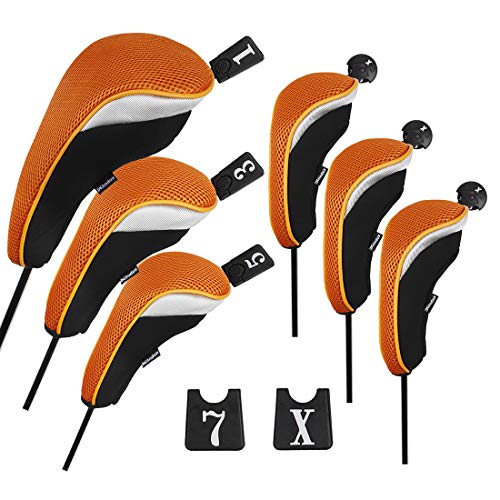 Andux Golfschlägerhauben Set bar Nr. Tag (3 Hybridabdeckungen + 3 Holzabdeckungen) MT/ZH06 orange