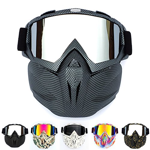 HCMAX Motorrad Schutzbrillen Brille Abnehmbare Gesichtsmaske Helm Nebelfest Winddicht Fahrradbrille zum Offroad Reiten Passen Männer Frau