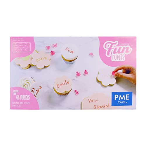 PME FF60 Fun Fonts-Cupcake and Cookie Stamping Set for Cake Design, 66 Pieces, Collection 3, Plastic
