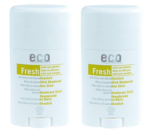 eco cosmetics Natural Deo Stick mit Olivenblatt und Malve (2 x 50 ml)