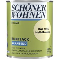 SCHÖNER WOHNEN-Kollektion Lack "Home Buntlack", (1), 750 ml, hellelfenbein RAL 1015, glänzend, ideal für innen, 2in1-Lack