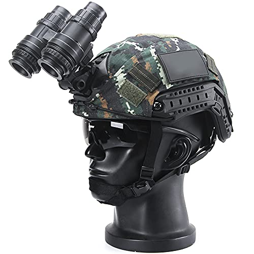 AQzxdc PVS-14 Nachtsichtbrille NVG-Halterung, Fast Helm und Teleskopmodell-Sets, mit Taktischem Headset & Brille & Taschenlampe, für Airsoft Paintball Jagd Cosplay,Set c
