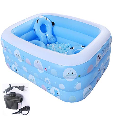 Baby-Kinderpool Vierstöckige blaue aufblasbare Badewanne PVC-faltbarer Pool-Garten-Außenpool (Color : B, Size : M)