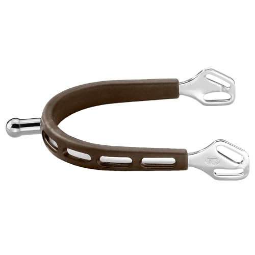 Sprenger Sporen - Ultra Fit Brown Grip - 1 Paar mit Balkenholschlaufe - Edelstahl Rostfrei mit Gummi Überzug (25 mm flach)