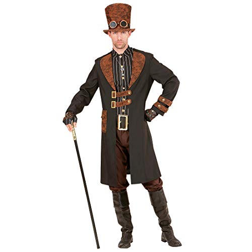 Amakando Viktorianisches Steampunk-Outfit für Herren / Braun-Schwarz L (52) / Elegante Gothic-Jacke mit Hemd & Zylinder Biedermeier / EIN Highlight zu Karneval & Themenabend