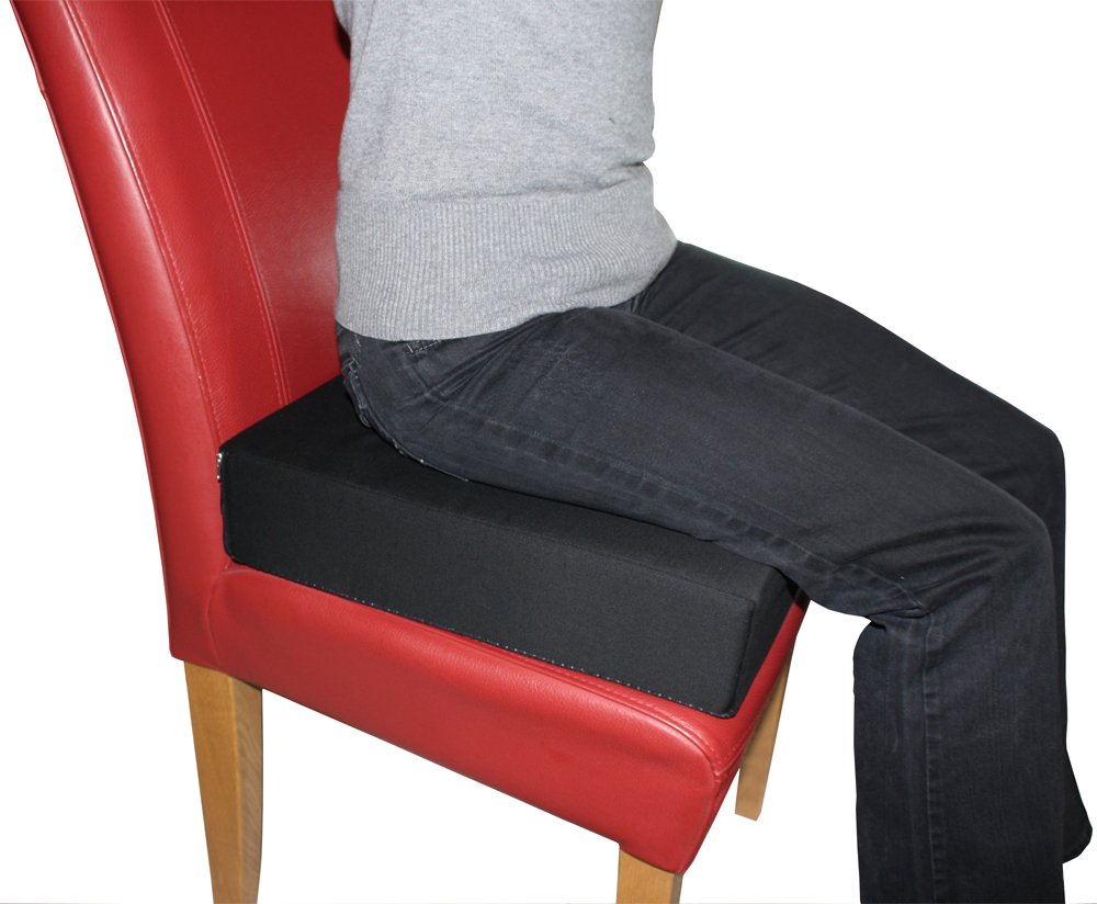 LUplus XL Orthopädische Sitzerhöhung 43x43x Höhe 10 cm Bezug: 100% Baumwolle, schwarz
