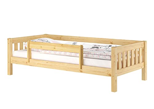Erst-Holz® Gemütliches Kinderbett mit dreiseitiger Sicherung 90x200 cm Kiefer V-60.29-09, Ausstattung:mit Kindersicherung unten