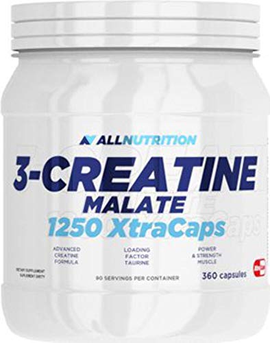 ALLNUTTRITION Tri Creatine Malate XtraCaps Supplement - Creatin Monohydrat Kapseln & Apfelsäure mit Taurin & Vitamin B6 - Leistungssteigerung und Muskelaufbau - 360 Capsules