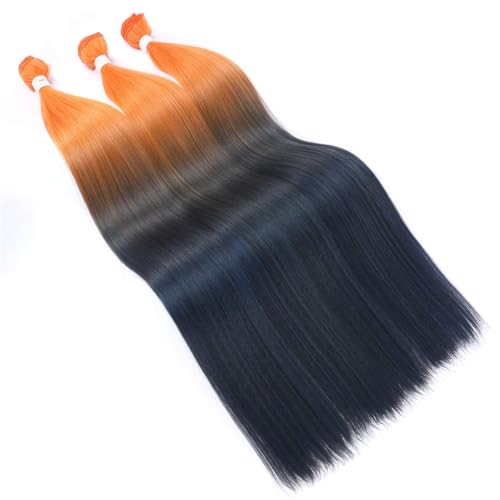 Glattes Haarbündel, Lange Synthetische Webart, Haarverlängerung, Gefälschtes Glattes Haar, Orange Farbe, Voll Bis Zum Ende