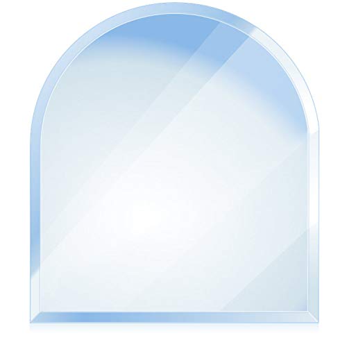 bijon® Funkenschutz-Platte mit Facettenschliff | Glasplatte Kaminofen | Kaminschutz mit ESG Sicherheitsglas | Kamin Zubehör | Kamin Glasplatte | Rundbogen 120 x 100 cm | 6mm